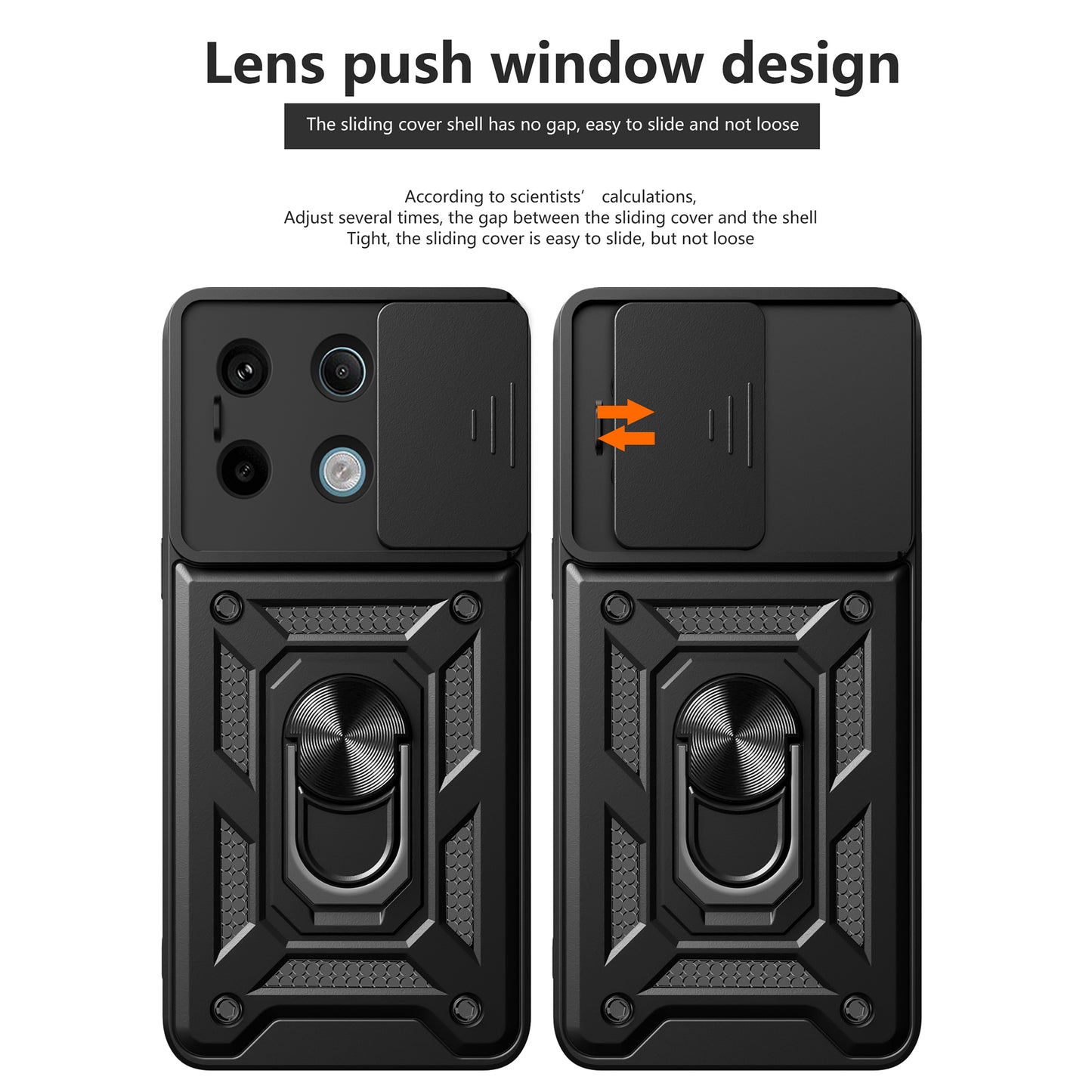 For Xiaomi Redmi Note 13 Pro 5G / Poco X6 5G Case Kickstand Slide Lens Window Phone Cover - Gold