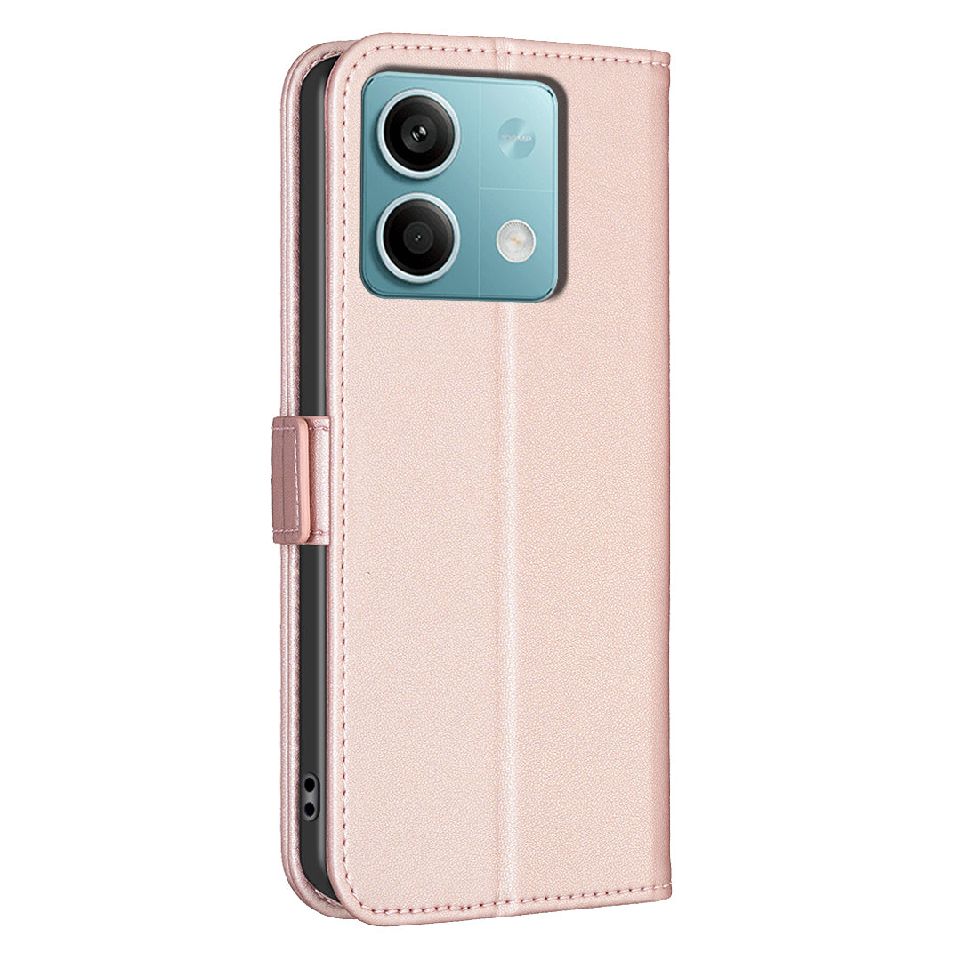 BINFEN COLOR BF31 For Xiaomi Redmi Note 13 4G Phone Case PU Leather Viewing Stand Cover - Pink