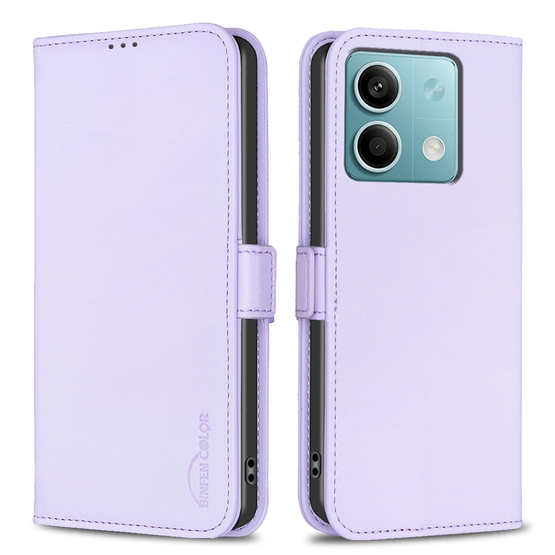 BINFEN COLOR BF31 For Xiaomi Redmi Note 13 4G Phone Case PU Leather Viewing Stand Cover - Purple