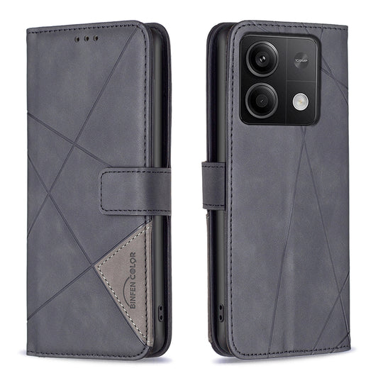 BINFEN COLOR BF05 For Xiaomi Redmi Note 13 4G Leather Case Flip Wallet Phone Cover - Black
