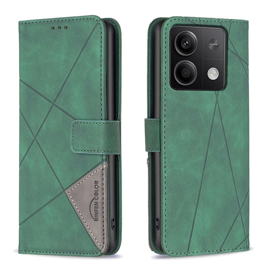 BINFEN COLOR BF05 For Xiaomi Redmi Note 13 4G Leather Case Flip Wallet Phone Cover - Green