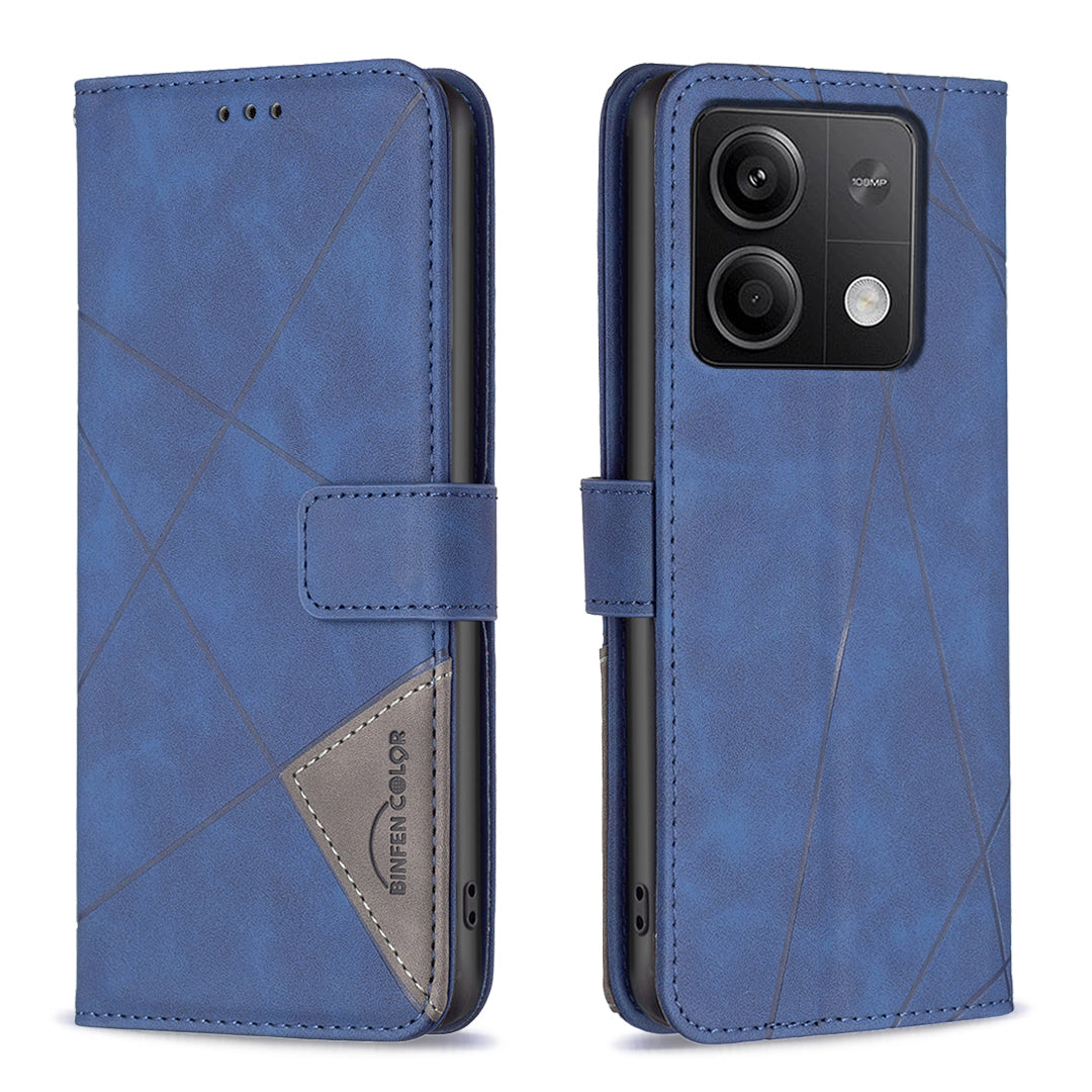 BINFEN COLOR BF05 For Xiaomi Redmi Note 13 4G Leather Case Flip Wallet Phone Cover - Blue