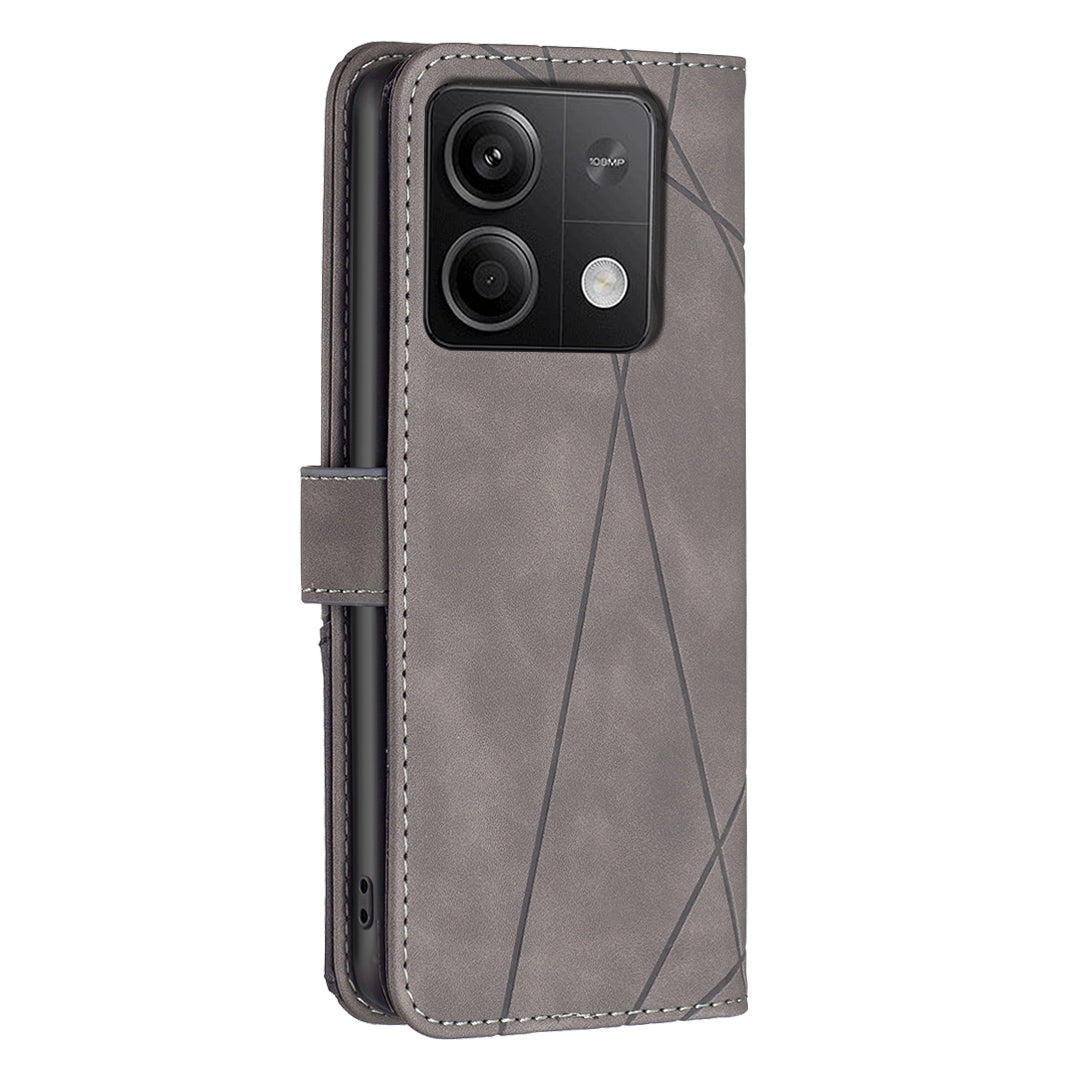 BINFEN COLOR BF05 For Xiaomi Redmi Note 13 4G Leather Case Flip Wallet Phone Cover - Grey