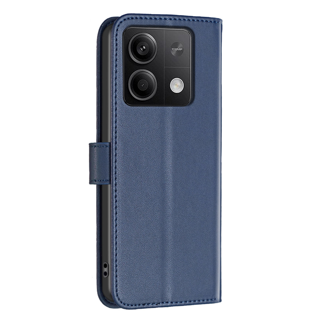 BINFEN COLOR BF17 For Xiaomi Redmi Note 13 4G Leather Phone Case Folio Stand View Cover - Blue