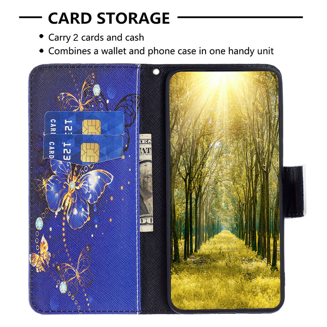 For Xiaomi Redmi Note 13 4G Phone Case Pattern Leather Flip Cover - Purple Butterflies