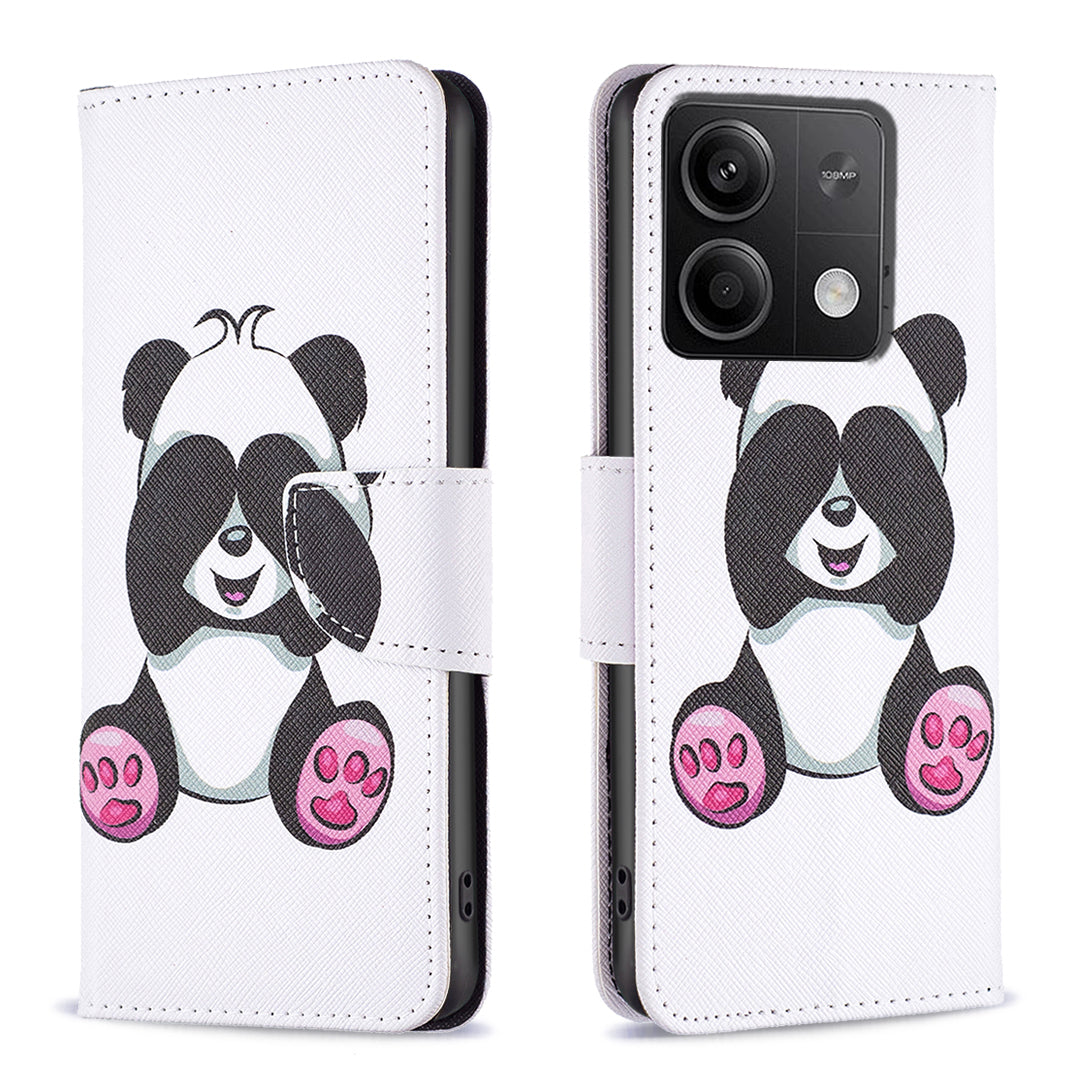 For Xiaomi Redmi Note 13 4G Phone Case Pattern Leather Flip Cover - Panda