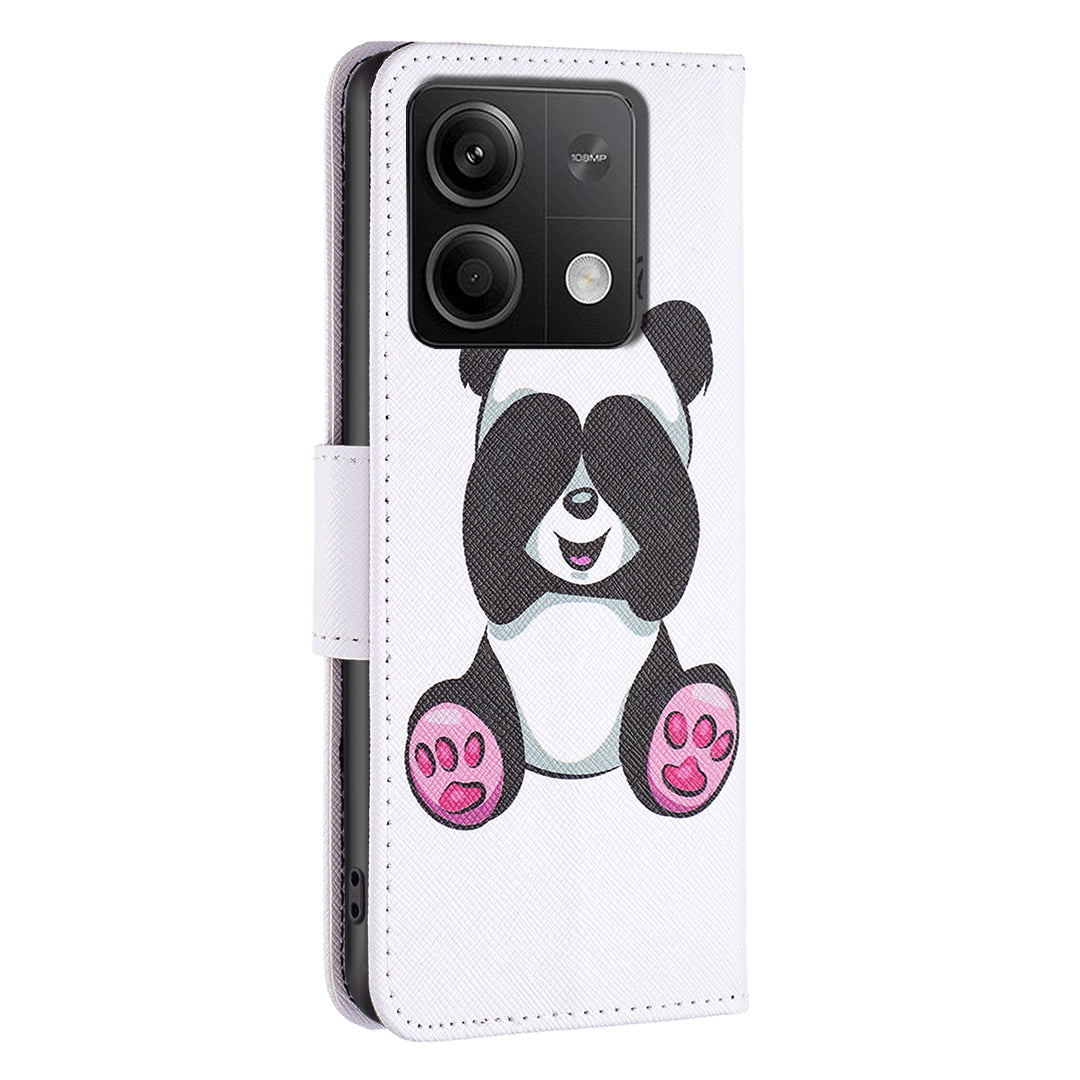 For Xiaomi Redmi Note 13 4G Phone Case Pattern Leather Flip Cover - Panda
