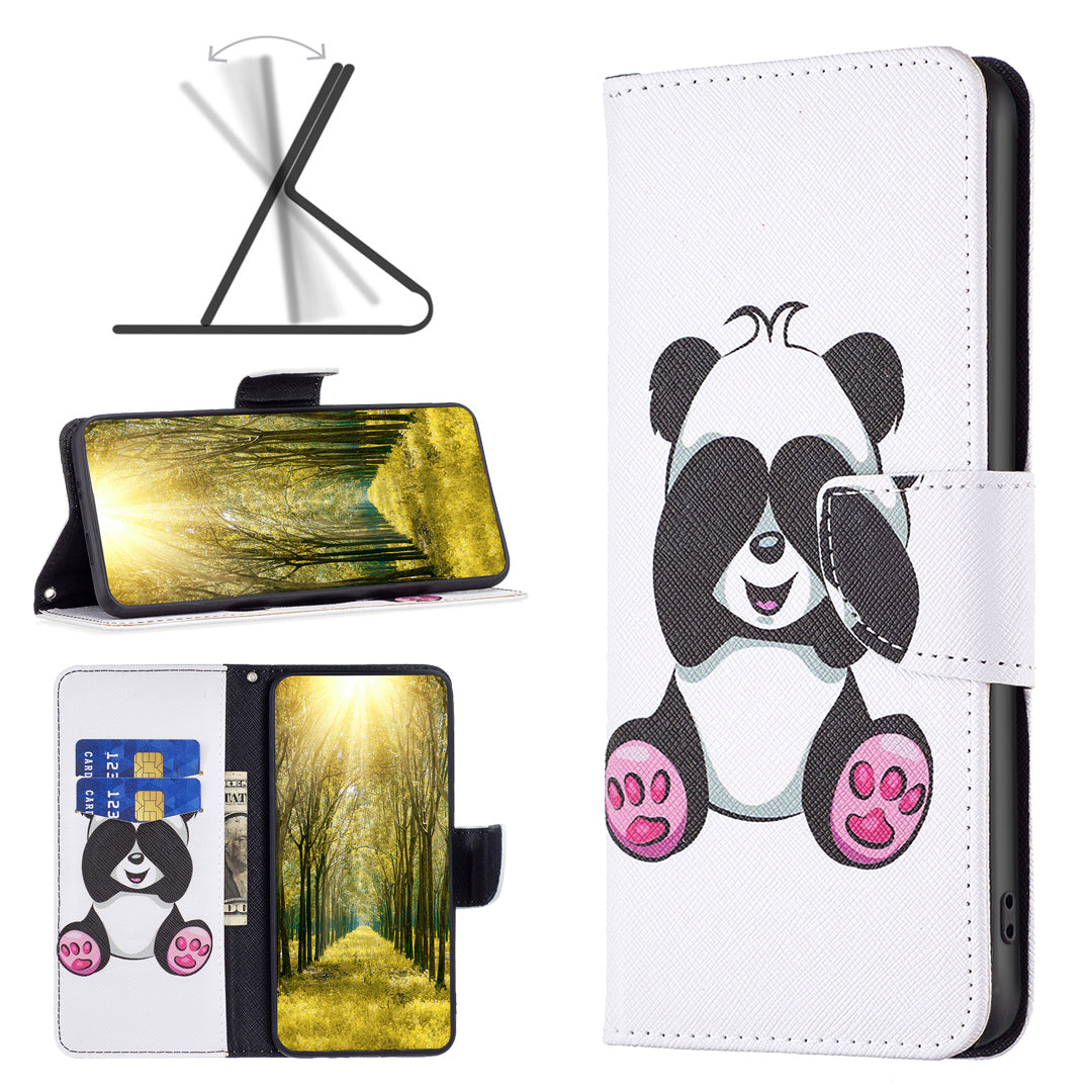 For Xiaomi Redmi Note 13 4G Phone Case Pattern Leather Flip Cover - Panda