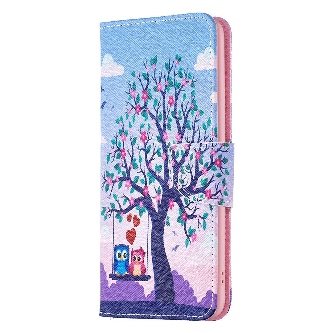 For Xiaomi Redmi Note 13 4G Phone Case Pattern Leather Flip Cover - Two Owls