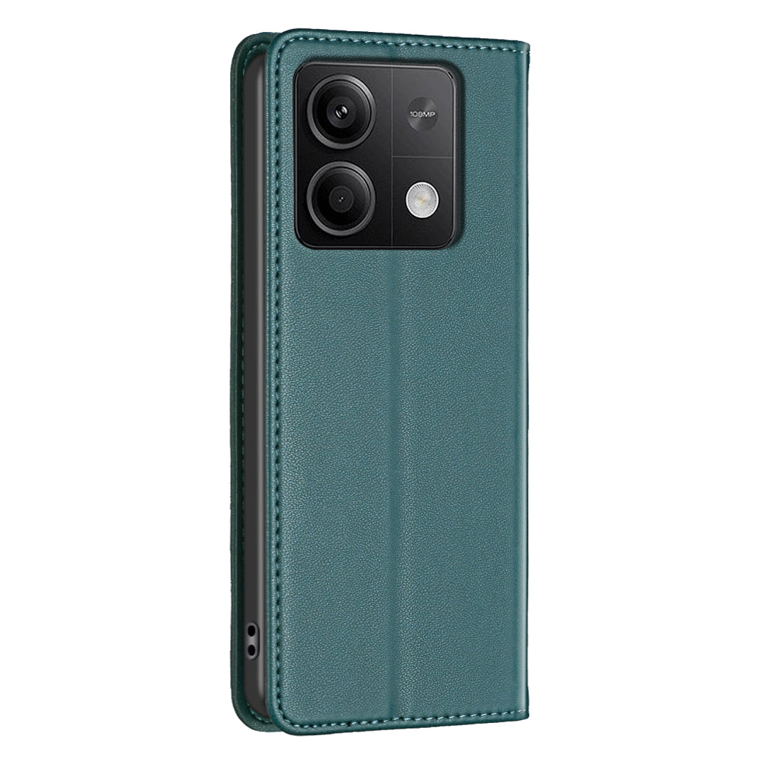 BINFEN COLOR BF18 For Xiaomi Redmi Note 13 4G Phone Case Card Holder Cover Magnetic Absorption - Green
