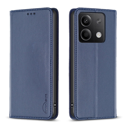 BINFEN COLOR BF18 For Xiaomi Redmi Note 13 4G Phone Case Card Holder Cover Magnetic Absorption - Blue