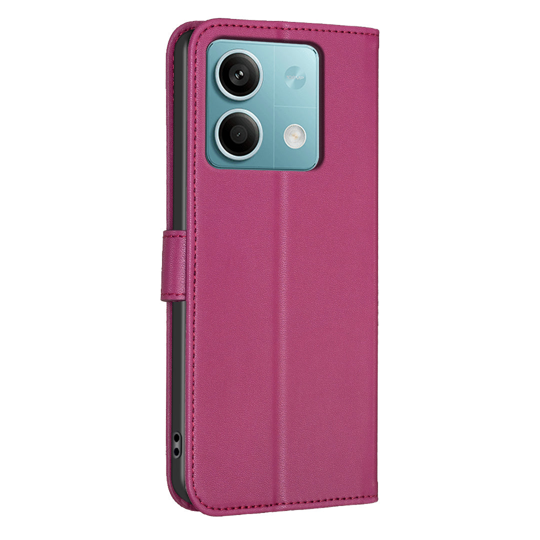 For Xiaomi Redmi Note 13 4G Clover Leather Case Folio Stand View Phone Cover - Rose