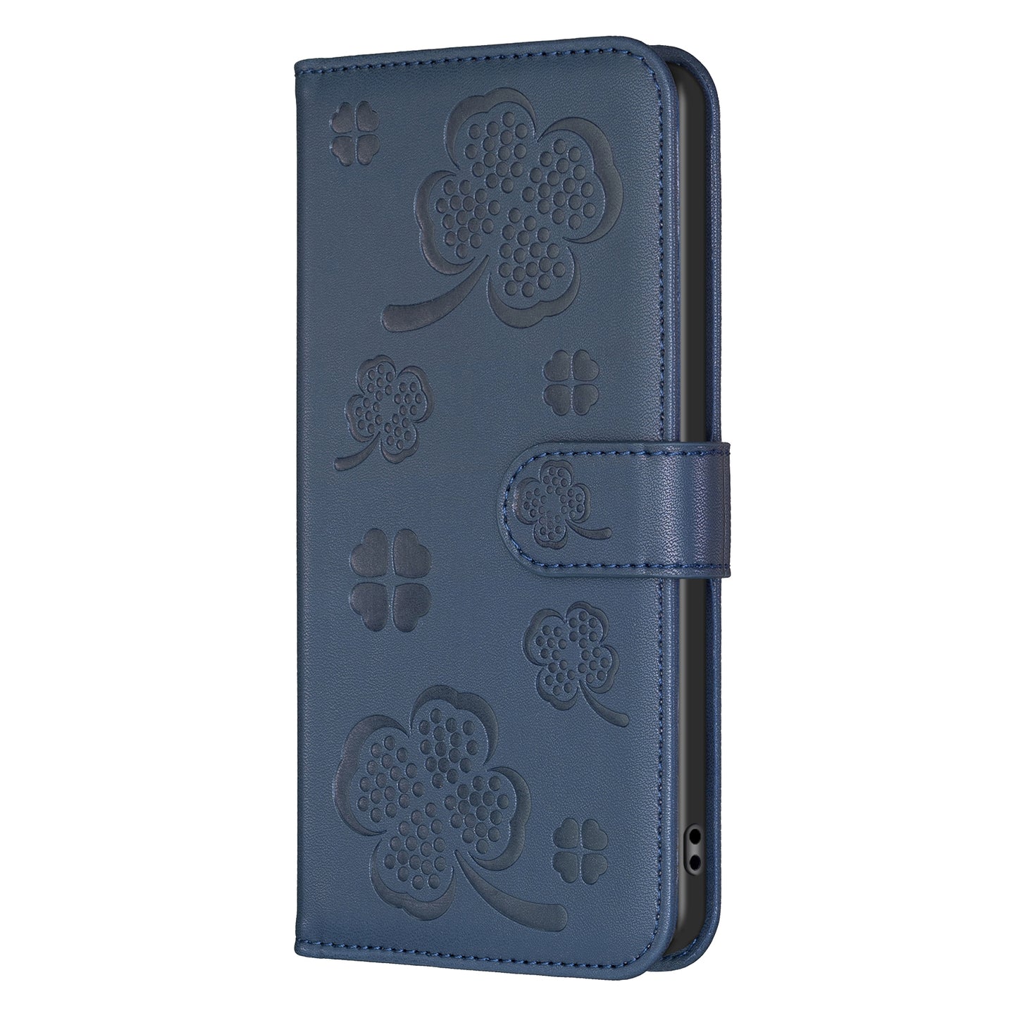 For Xiaomi Redmi Note 13 4G Clover Leather Case Folio Stand View Phone Cover - Blue