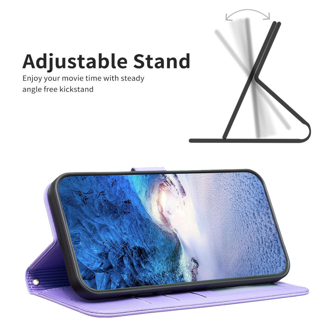 For Xiaomi Redmi Note 13 4G Clover Leather Case Folio Stand View Phone Cover - Purple