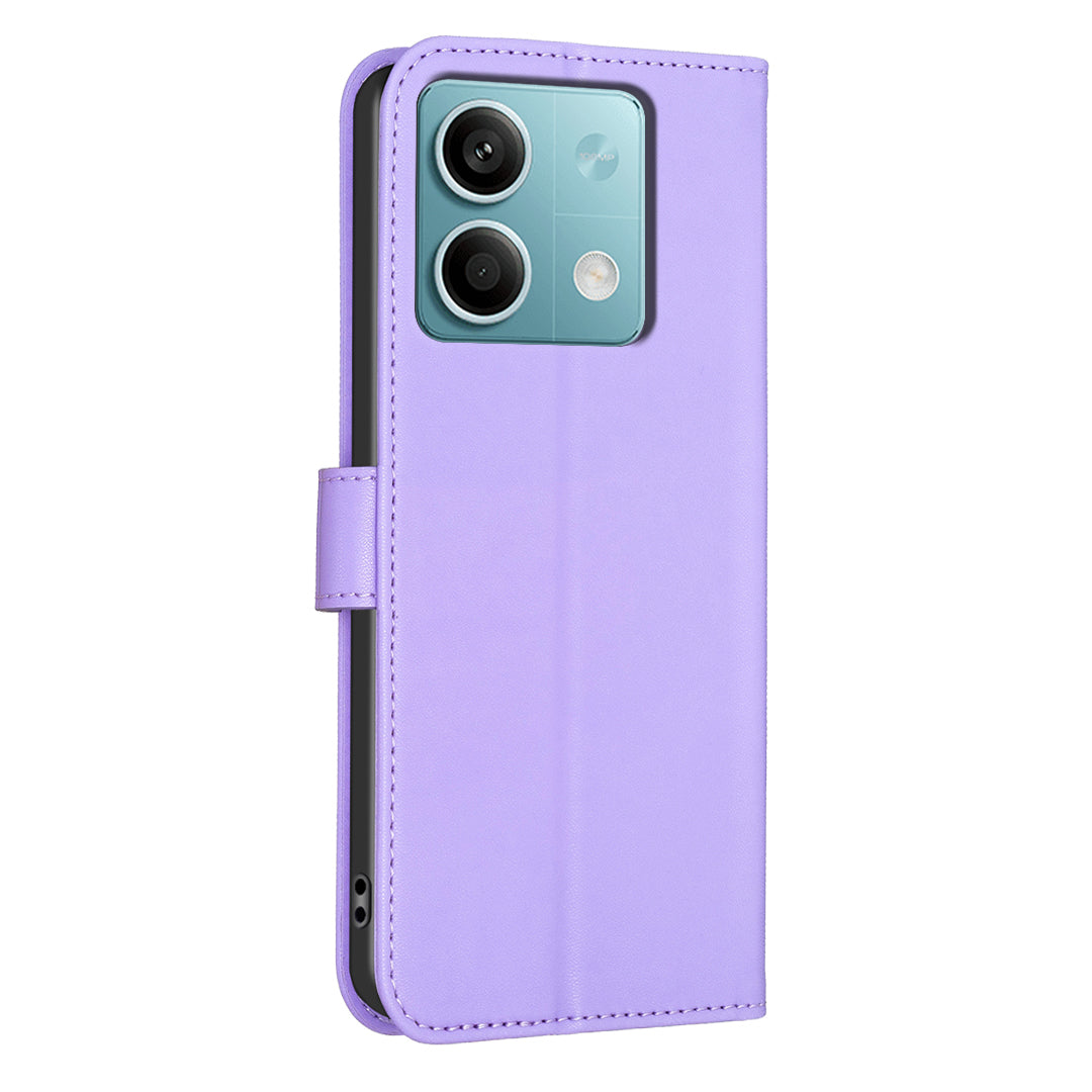 For Xiaomi Redmi Note 13 4G Clover Leather Case Folio Stand View Phone Cover - Purple
