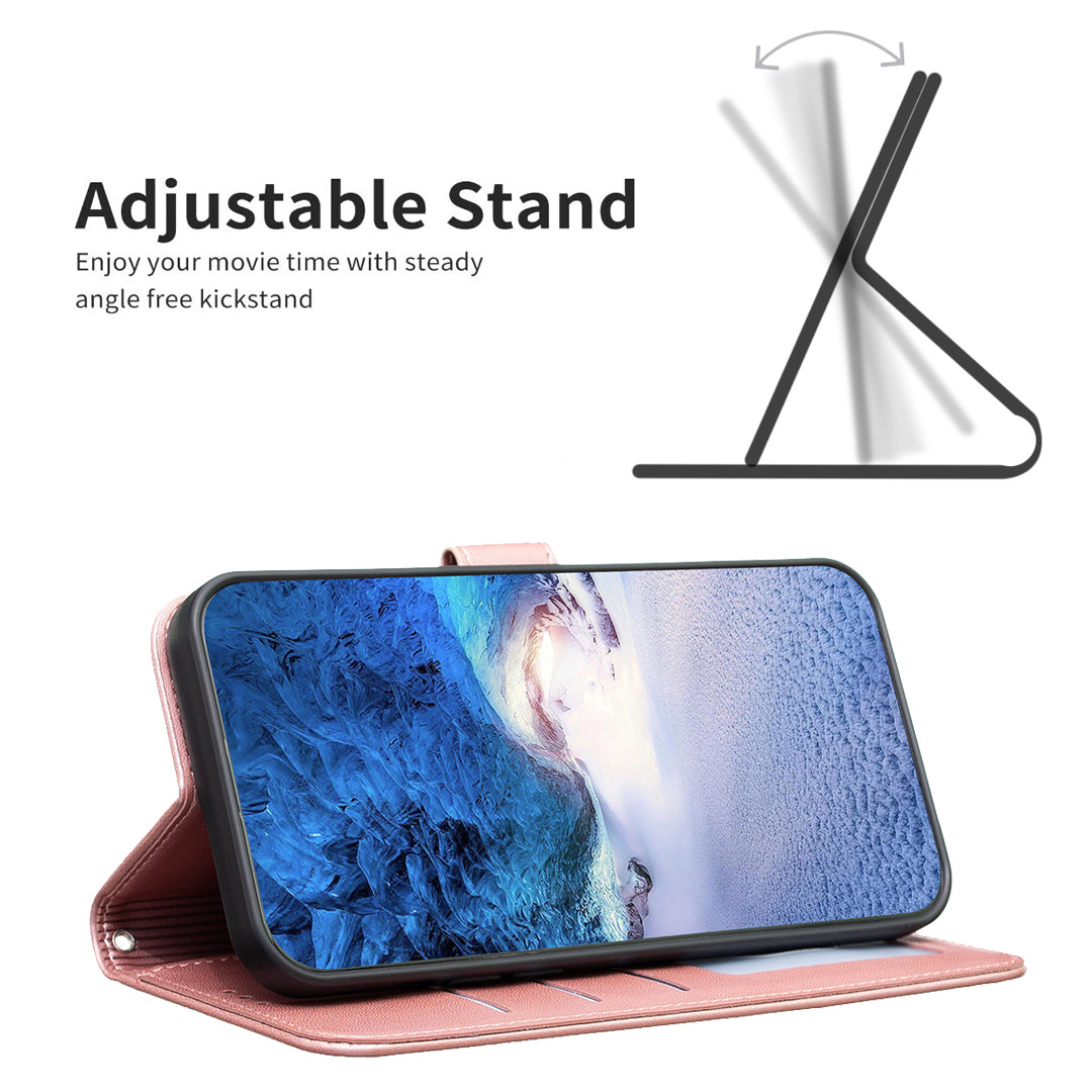 For Xiaomi Redmi Note 13 4G Clover Leather Case Folio Stand View Phone Cover - Pink