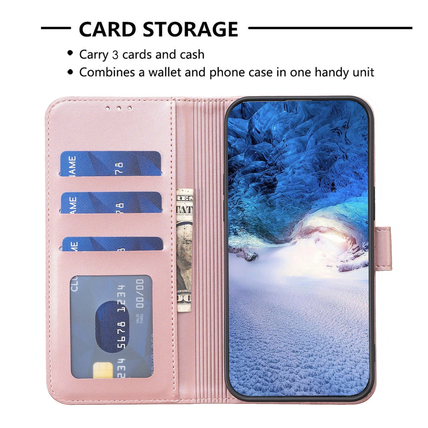 For Xiaomi Redmi Note 13 4G Clover Leather Case Folio Stand View Phone Cover - Pink