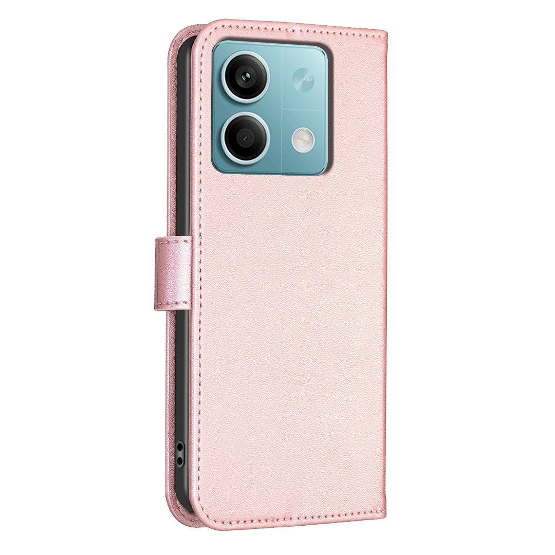 For Xiaomi Redmi Note 13 4G Clover Leather Case Folio Stand View Phone Cover - Pink