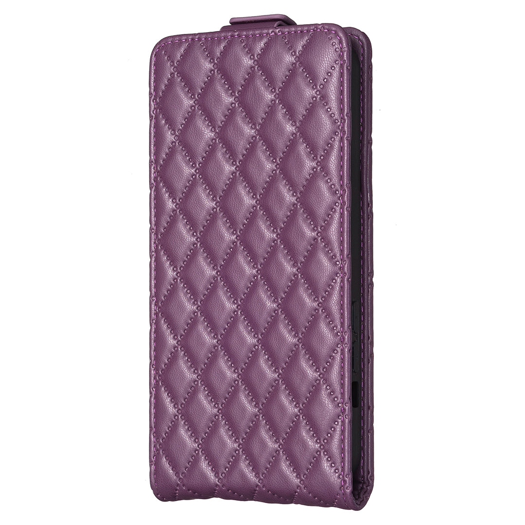 BF30 For Xiaomi Redmi Note 13 4G Vertical Flip Phone Case PU Leather Rhombus Cover - Dark Purple