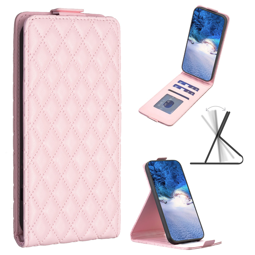 BF30 For Xiaomi Redmi Note 13 4G Vertical Flip Phone Case PU Leather Rhombus Cover - Pink