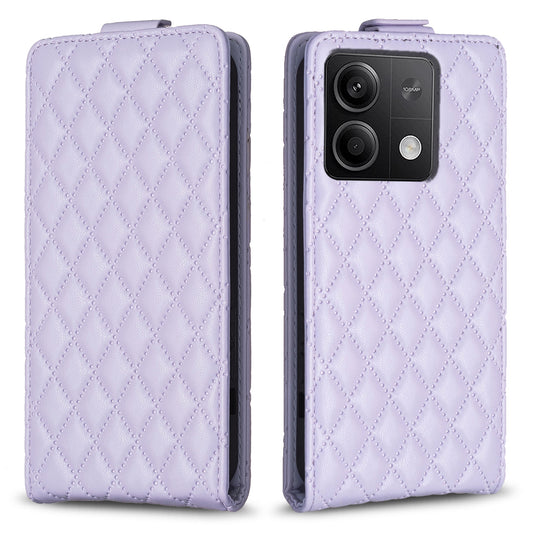 BF30 For Xiaomi Redmi Note 13 4G Vertical Flip Phone Case PU Leather Rhombus Cover - Purple