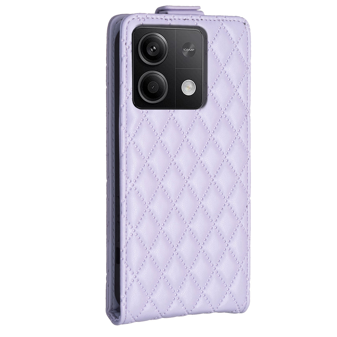 BF30 For Xiaomi Redmi Note 13 4G Vertical Flip Phone Case PU Leather Rhombus Cover - Purple