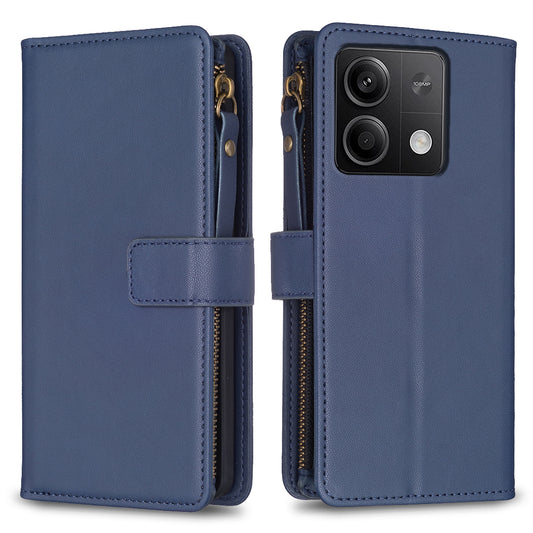 BF Style-19 for Xiaomi Redmi Note 13 4G Phone Case Viewing Stand Cover Zipper Handbag - Blue