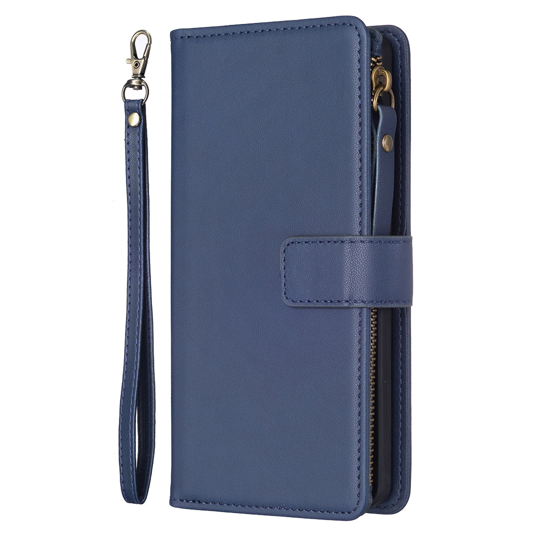 BF Style-19 for Xiaomi Redmi Note 13 4G Phone Case Viewing Stand Cover Zipper Handbag - Blue