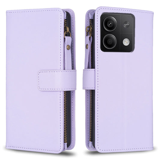 BF Style-19 for Xiaomi Redmi Note 13 4G Phone Case Viewing Stand Cover Zipper Handbag - Purple