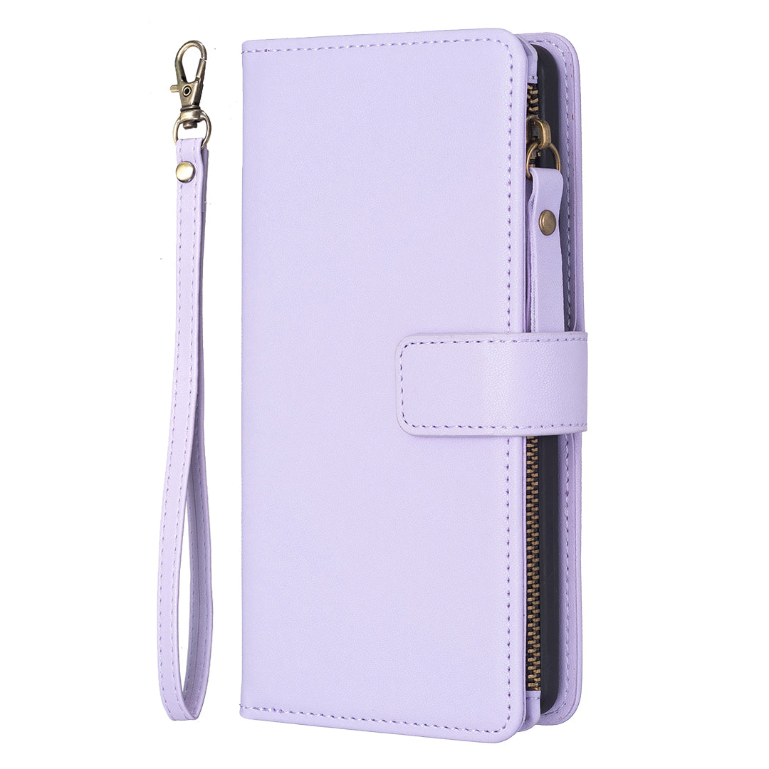BF Style-19 for Xiaomi Redmi Note 13 4G Phone Case Viewing Stand Cover Zipper Handbag - Purple
