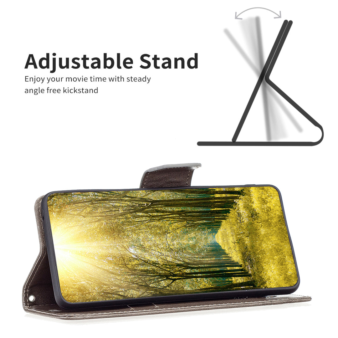 For Xiaomi Redmi Note 13 4G Case Butterfly Imprinted Stand Full Protection Phone Cover - Grey