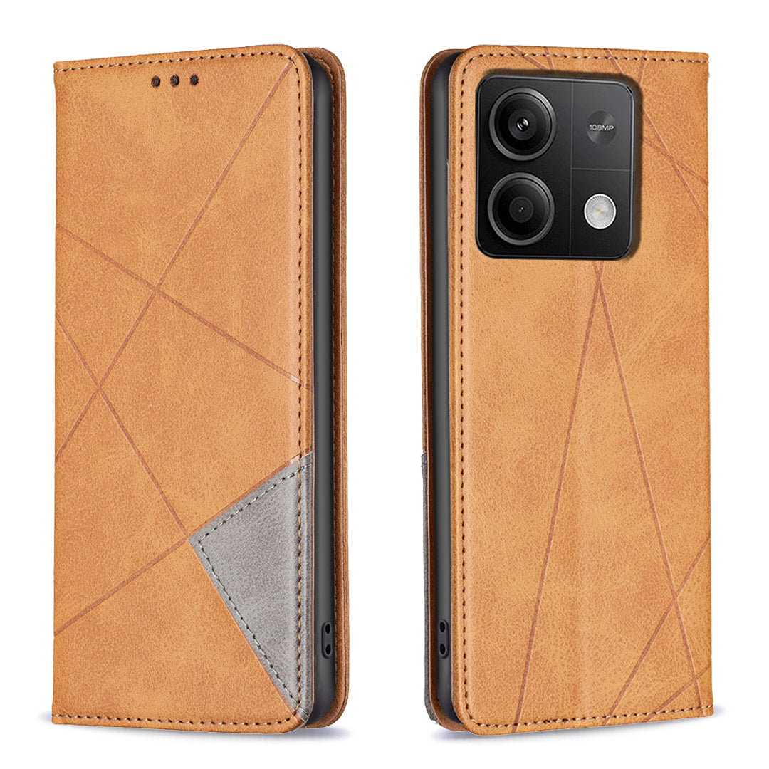 For Xiaomi Redmi Note 13 4G Leather Case with Card Slots Magnetic Closing - Yellow