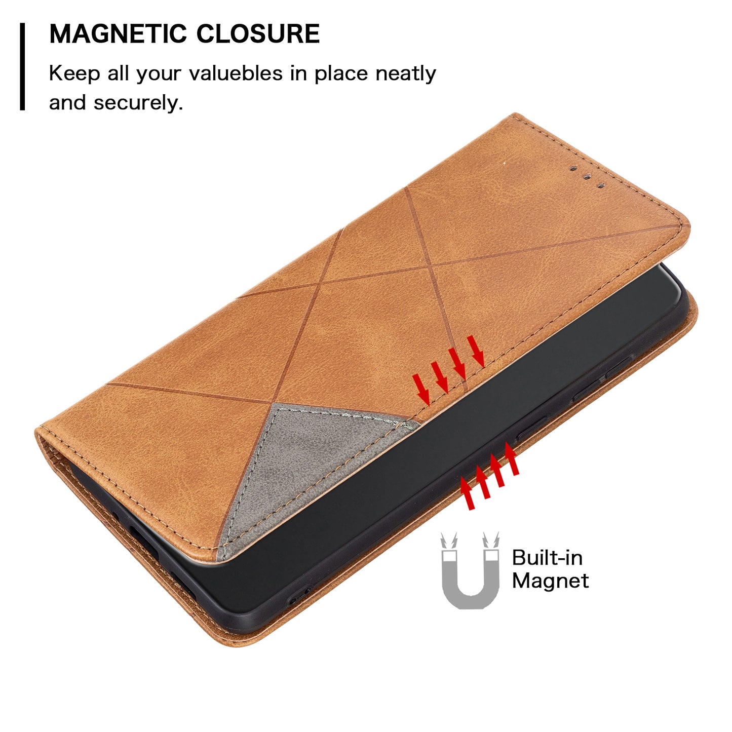 For Xiaomi Redmi Note 13 4G Leather Case with Card Slots Magnetic Closing - Yellow