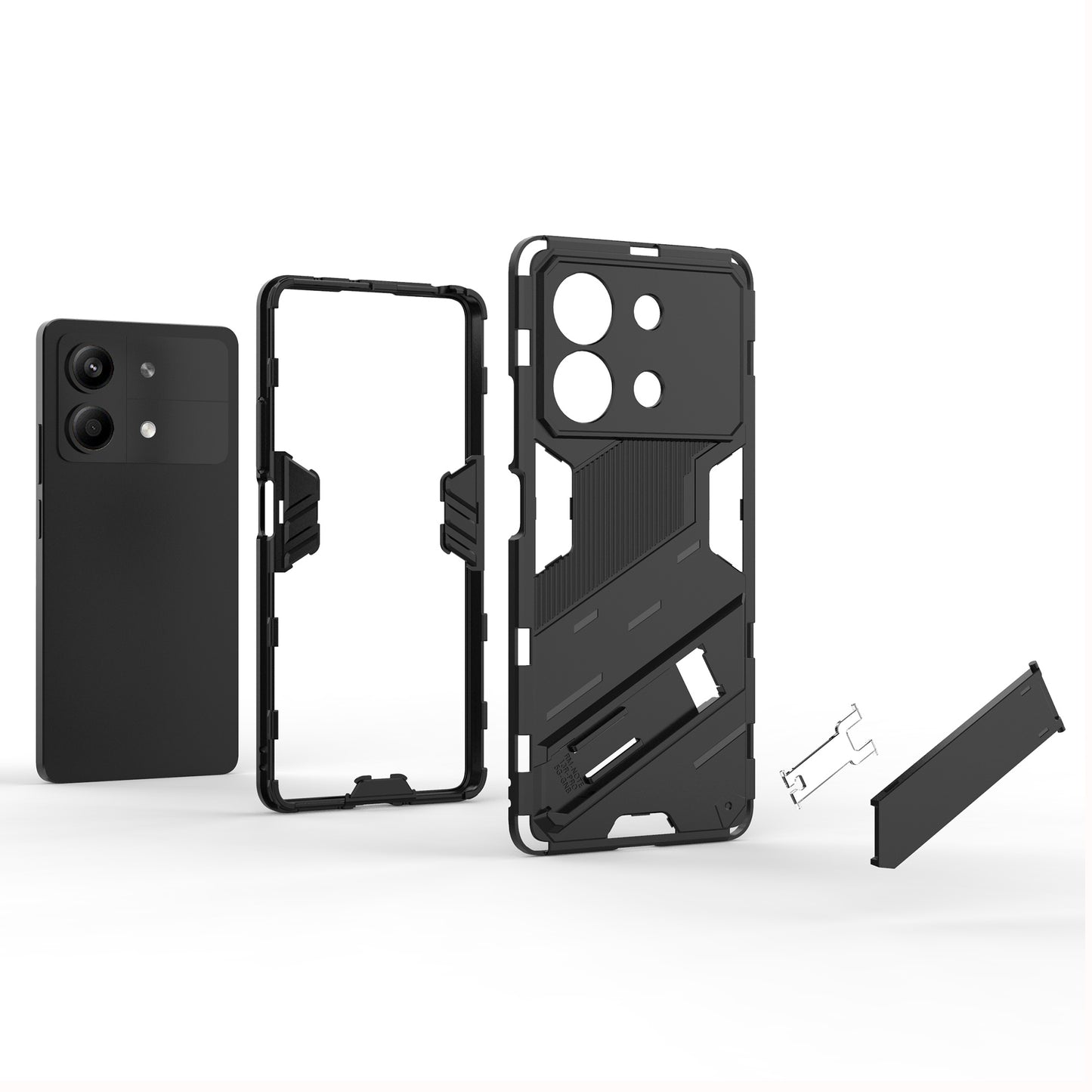 For Xiaomi Redmi Note 13R Pro 5G Kickstand Case Drop-proof Phone Cover - Black