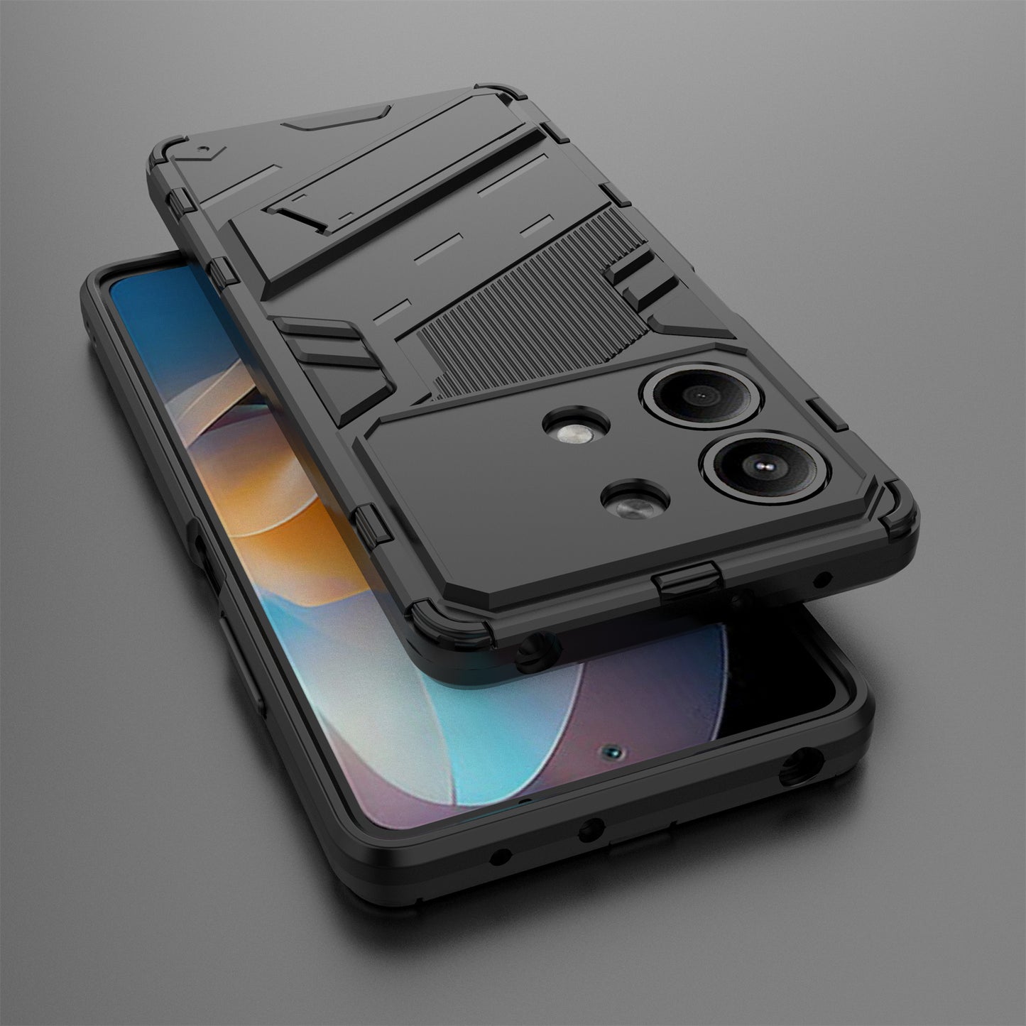 For Xiaomi Redmi Note 13R Pro 5G Kickstand Case Drop-proof Phone Cover - Black