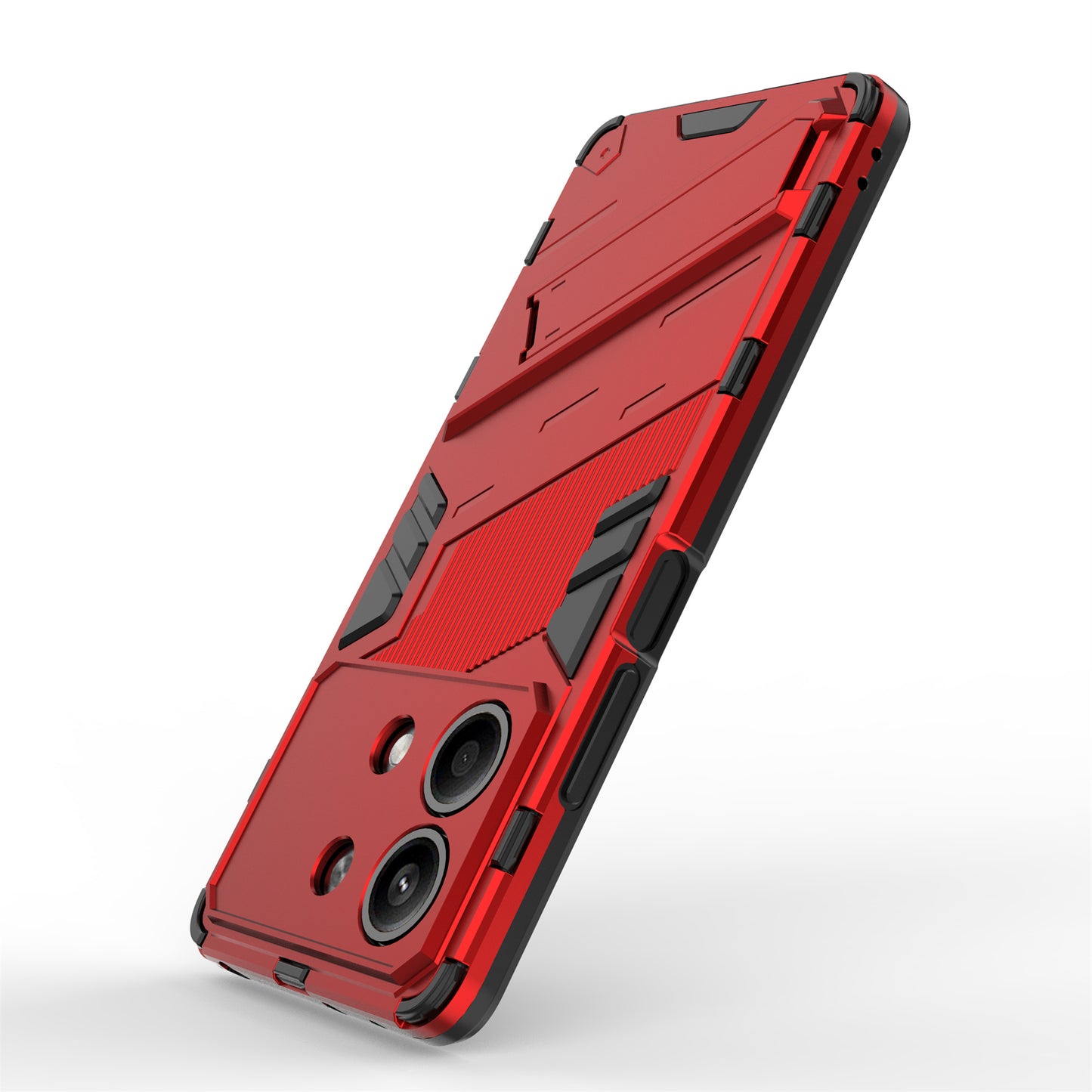 For Xiaomi Redmi Note 13R Pro 5G Kickstand Case Drop-proof Phone Cover - Red