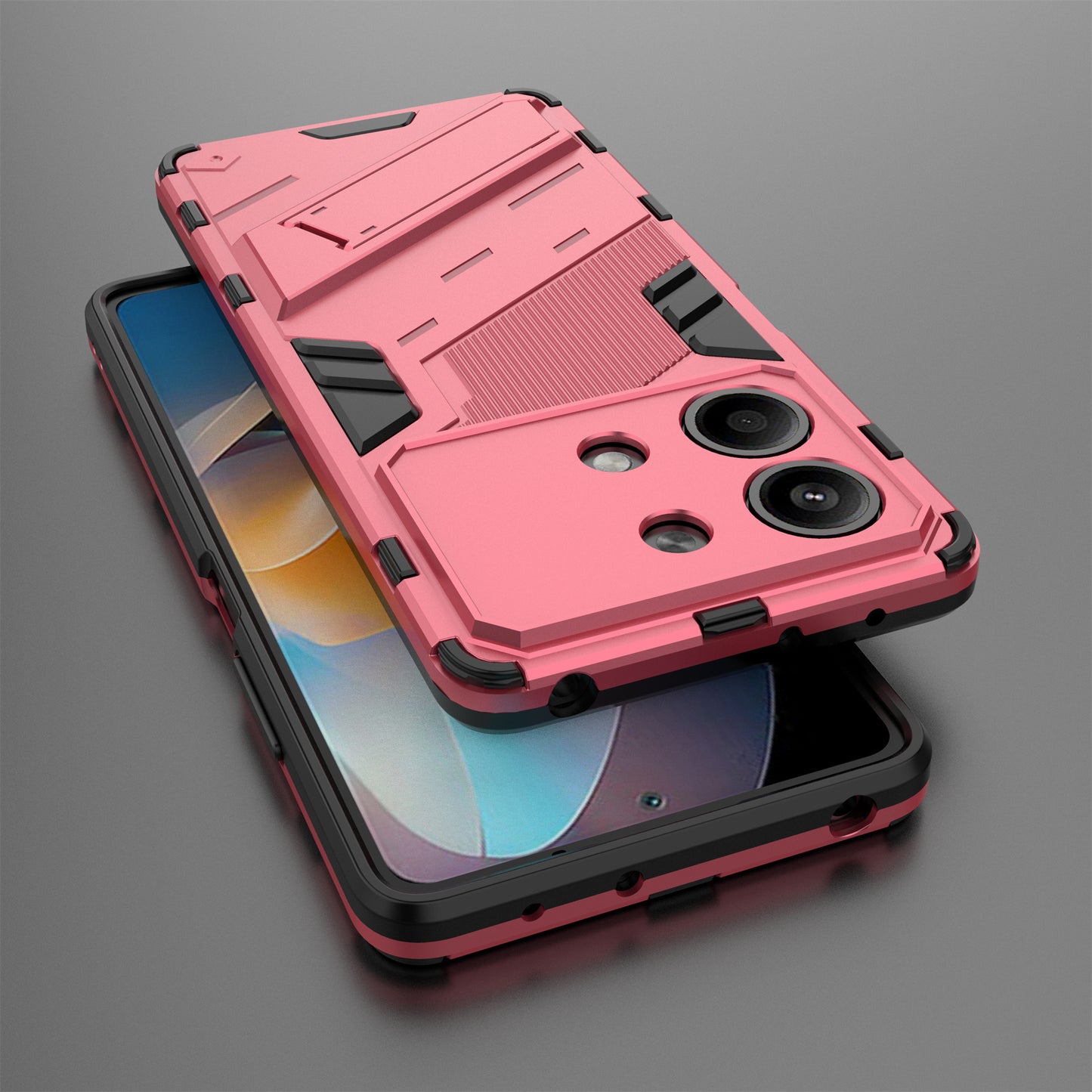For Xiaomi Redmi Note 13R Pro 5G Kickstand Case Drop-proof Phone Cover - Rose
