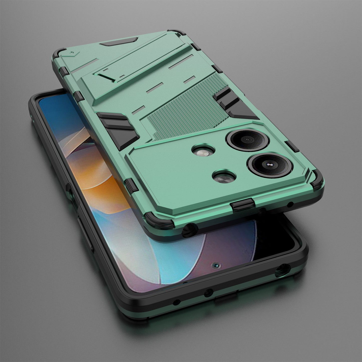 For Xiaomi Redmi Note 13R Pro 5G Kickstand Case Drop-proof Phone Cover - Green