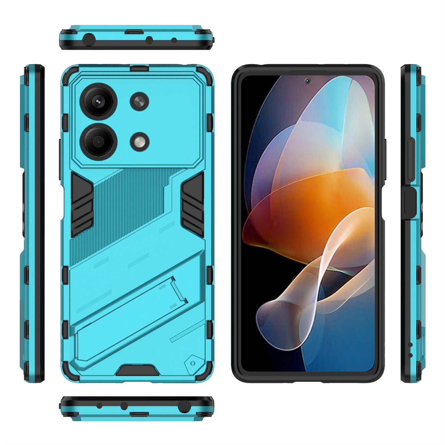 For Xiaomi Redmi Note 13R Pro 5G Kickstand Case Drop-proof Phone Cover - Baby Blue