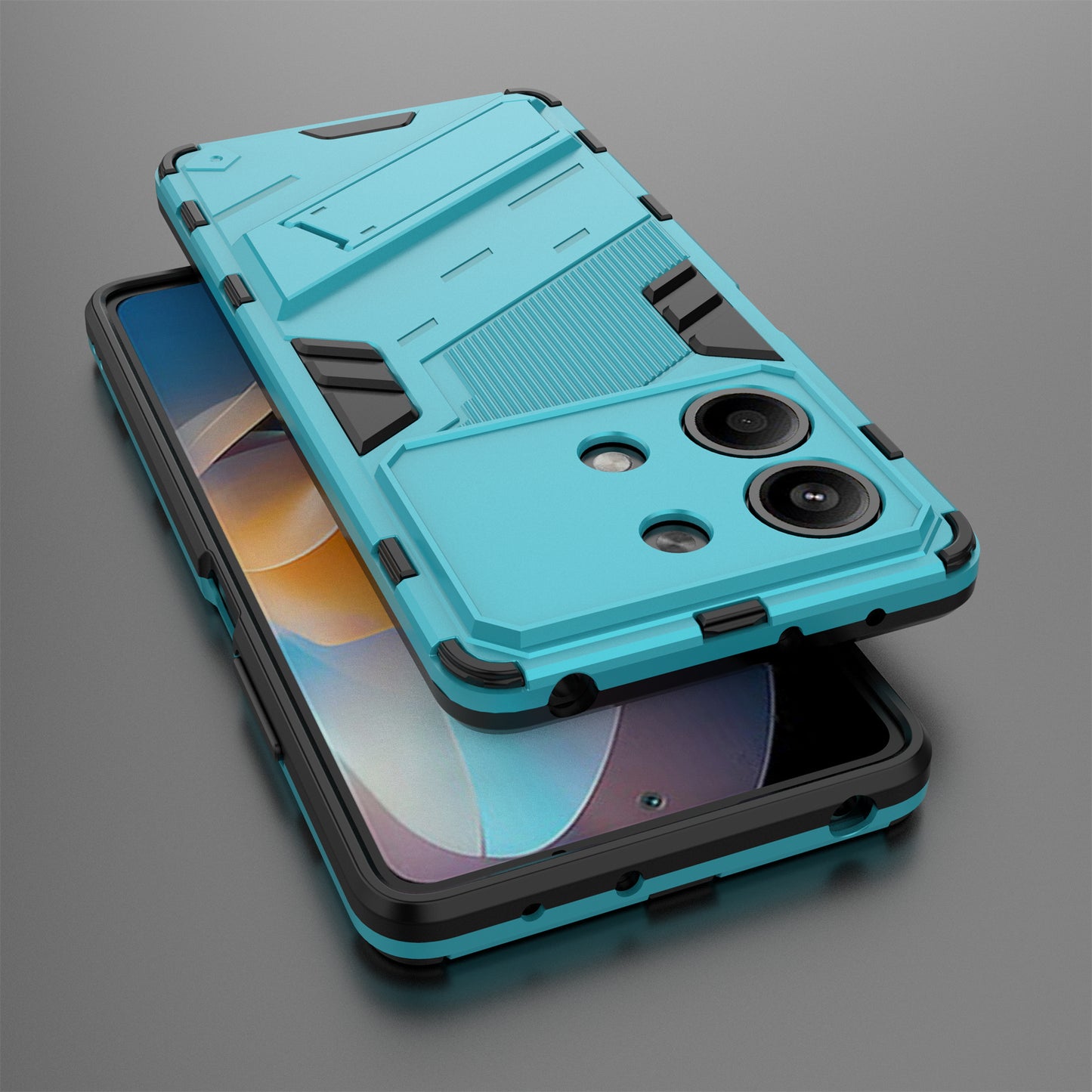 For Xiaomi Redmi Note 13R Pro 5G Kickstand Case Drop-proof Phone Cover - Baby Blue