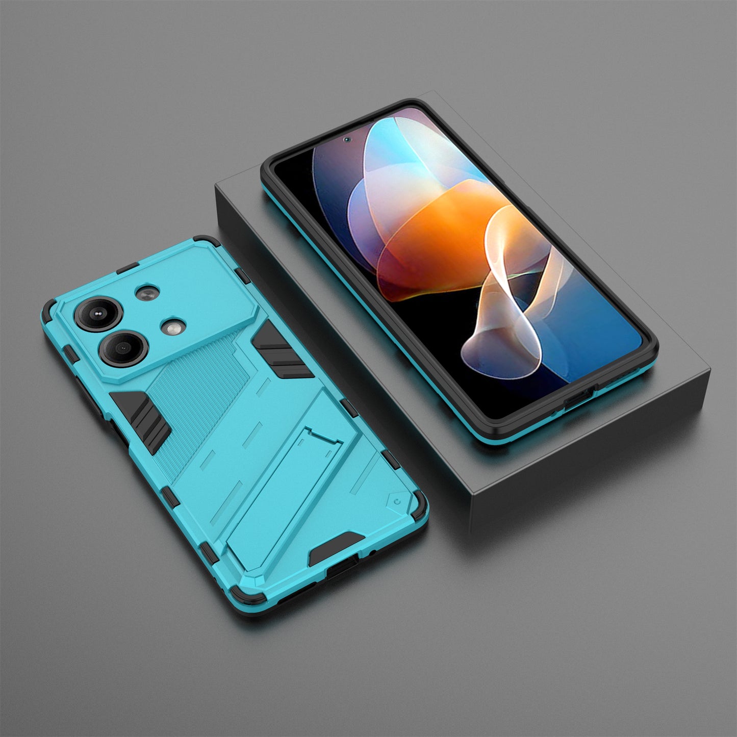 For Xiaomi Redmi Note 13R Pro 5G Kickstand Case Drop-proof Phone Cover - Baby Blue