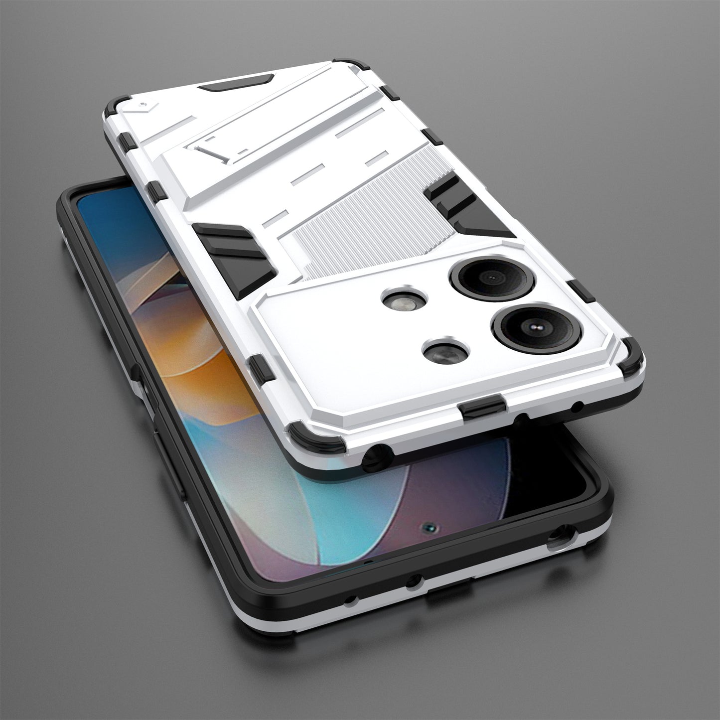For Xiaomi Redmi Note 13R Pro 5G Kickstand Case Drop-proof Phone Cover - White