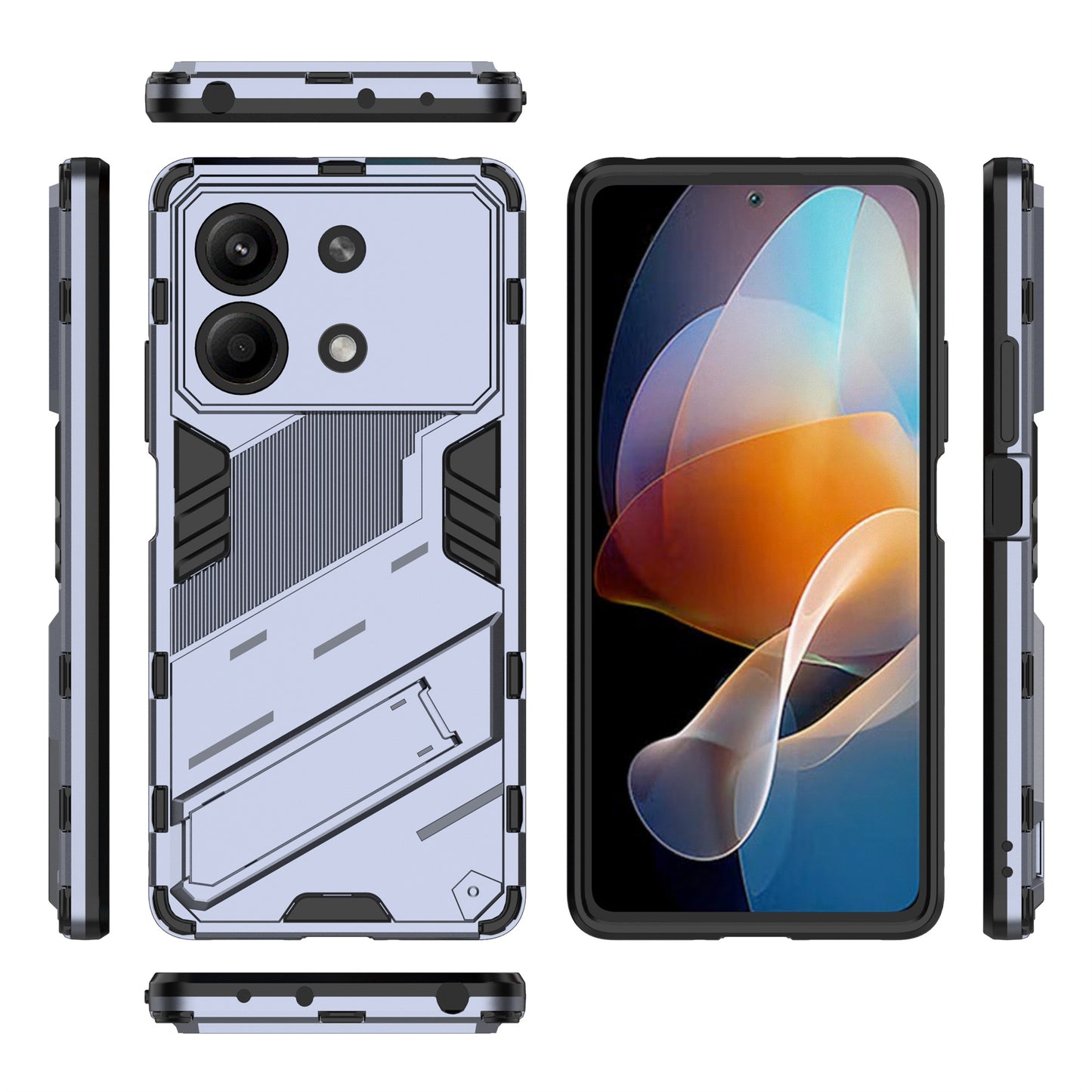 For Xiaomi Redmi Note 13R Pro 5G Kickstand Case Drop-proof Phone Cover - Dark Blue