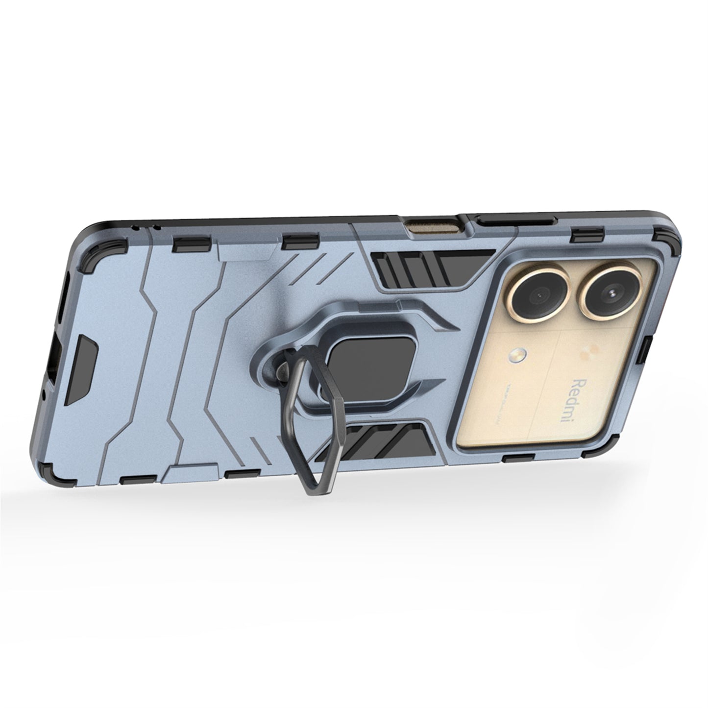For Xiaomi Redmi Note 13R Pro 5G Case PC + TPU Phone Cover Ring Kickstand - Blue