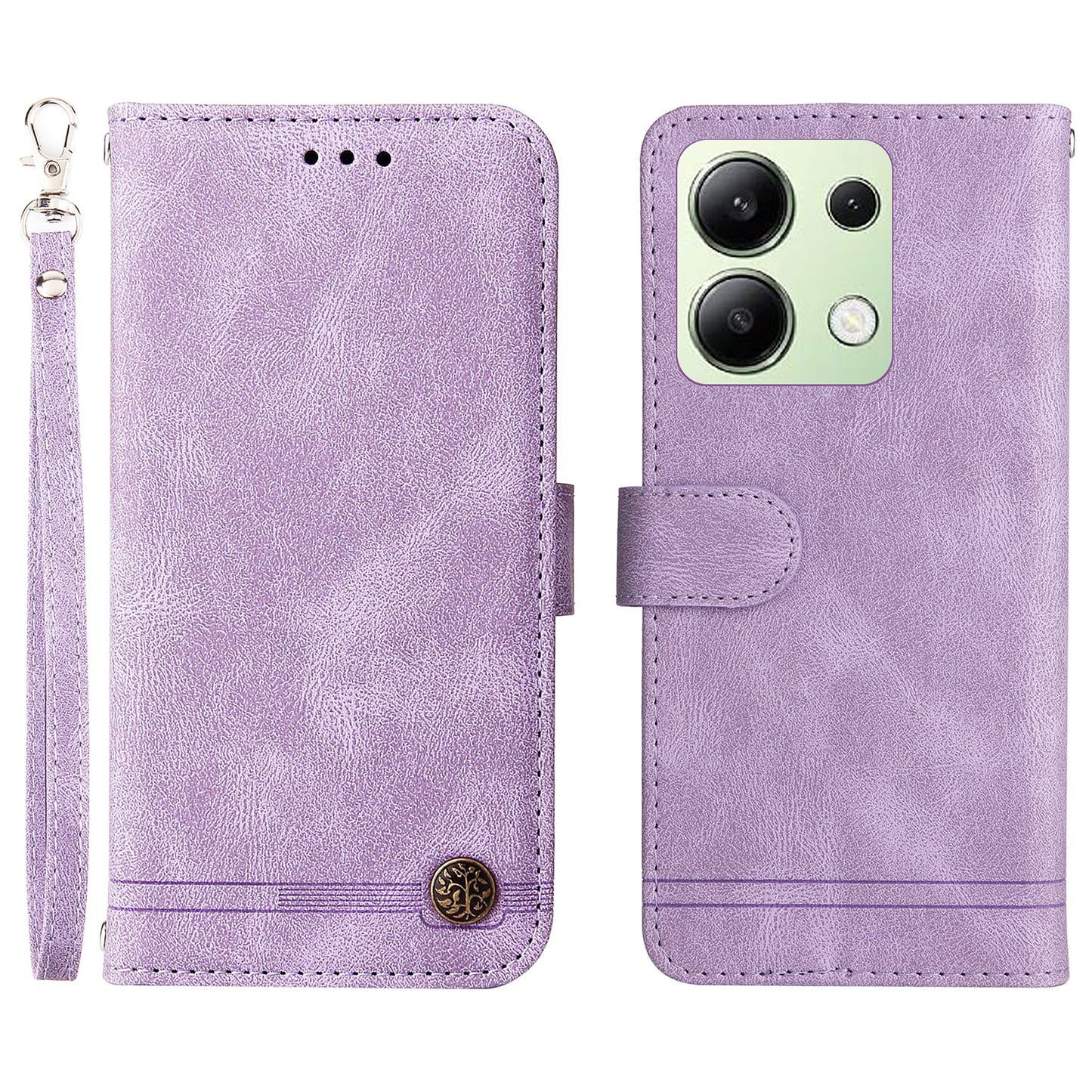 For Xiaomi Redmi Note 13 4G Skin-Feel Leather Case Wallet Stand Phone Cover - Purple