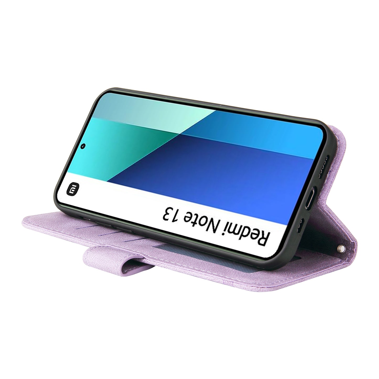 For Xiaomi Redmi Note 13 4G Skin-Feel Leather Case Wallet Stand Phone Cover - Purple