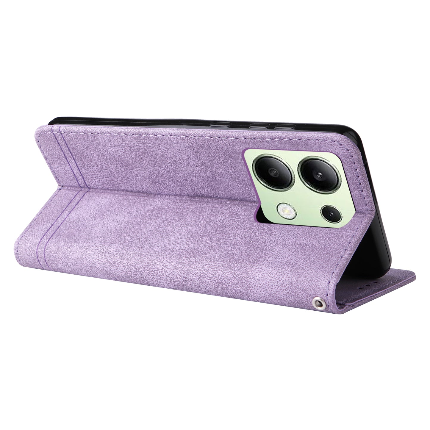 For Xiaomi Redmi Note 13 4G Skin-Feel Leather Case Wallet Stand Phone Cover - Purple