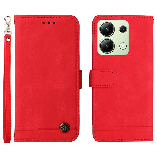 For Xiaomi Redmi Note 13 4G Skin-Feel Leather Case Wallet Stand Phone Cover - Red