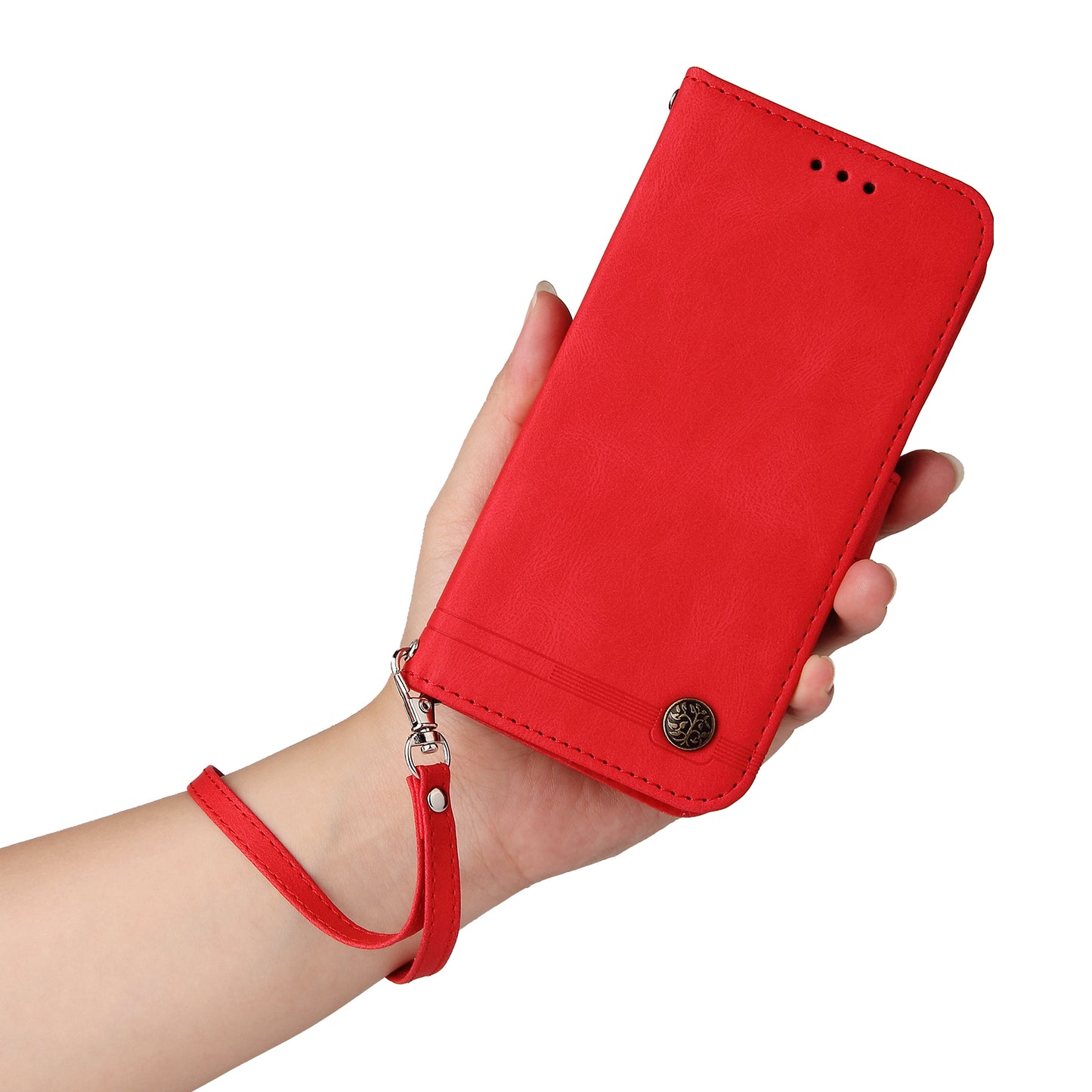 For Xiaomi Redmi Note 13 4G Skin-Feel Leather Case Wallet Stand Phone Cover - Red