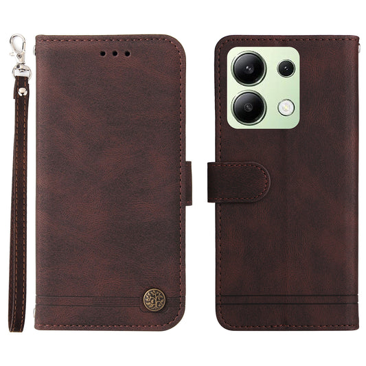 For Xiaomi Redmi Note 13 4G Skin-Feel Leather Case Wallet Stand Phone Cover - Brown